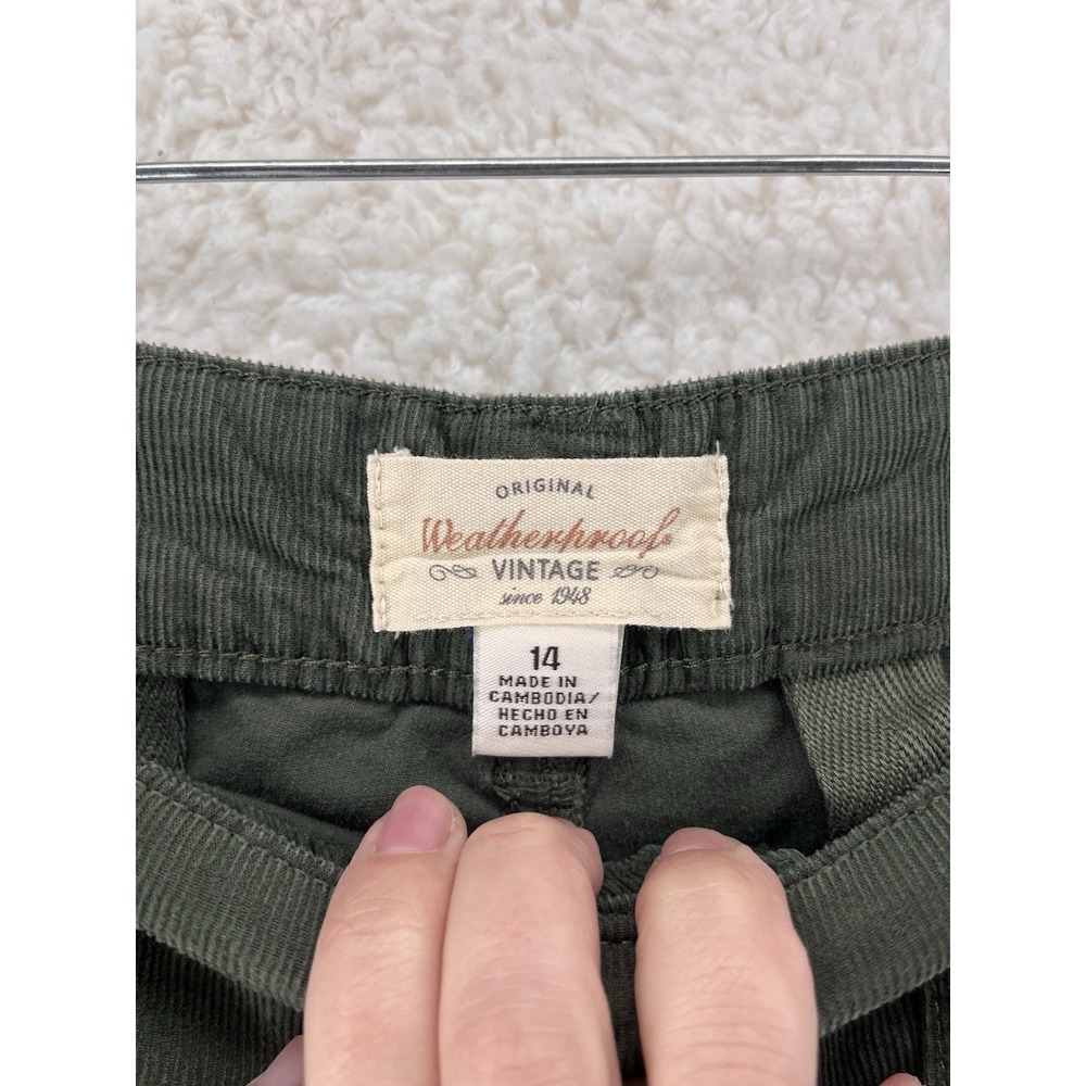 Weatherproof Vintage Pants Women's Size 14 Olive Stretch Wide Leg Corduroy Retro - Picture 7 of 10